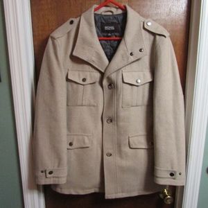 Michael Kors Mens Tan/White Wool Pea Coat XL